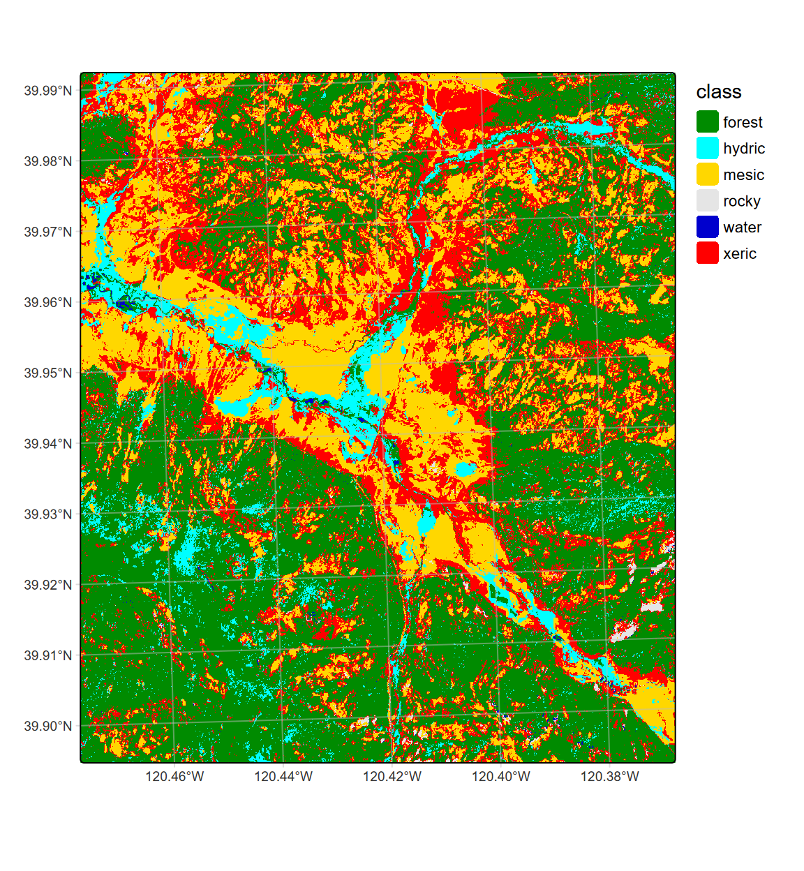 CART classification, highest probability class, Sentinel-2 10 m 20210628