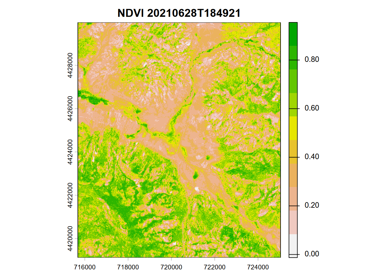 NDVI from Sentinel-2 image, 20210628