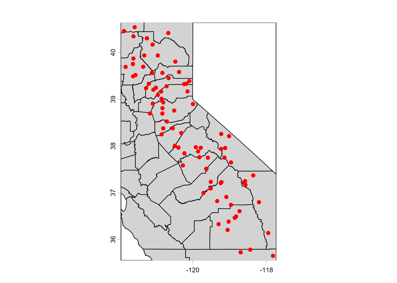 Features added to the map using the base R plot system