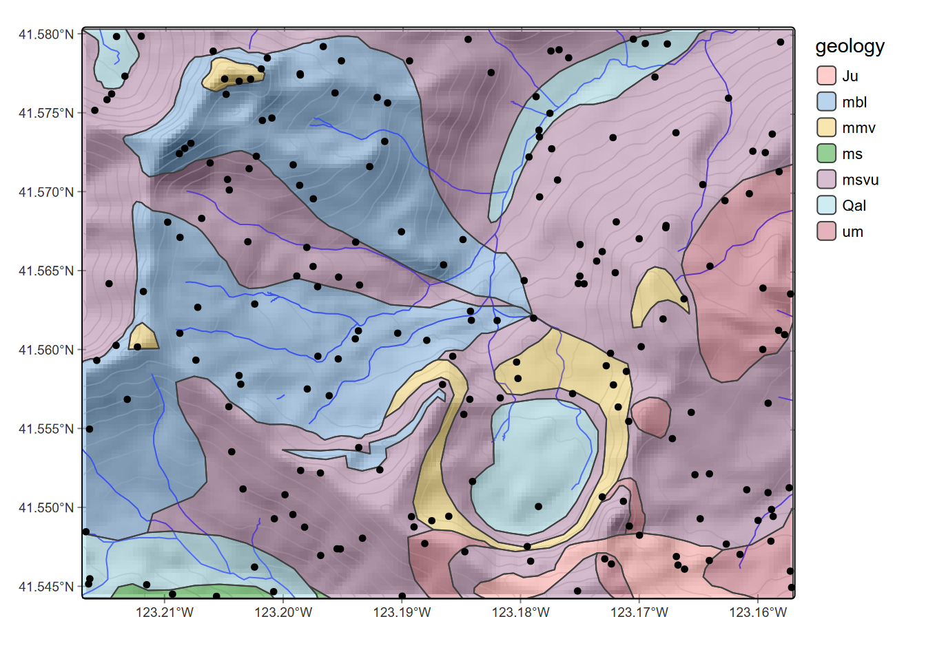 Random points in the Marble Valley area, Marble Mountains, California