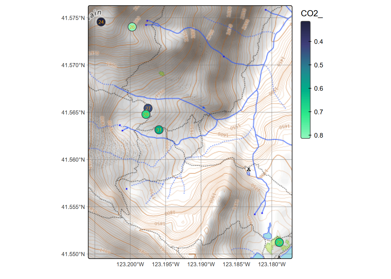 Selection of soil CO2 sampling sites, July 1995